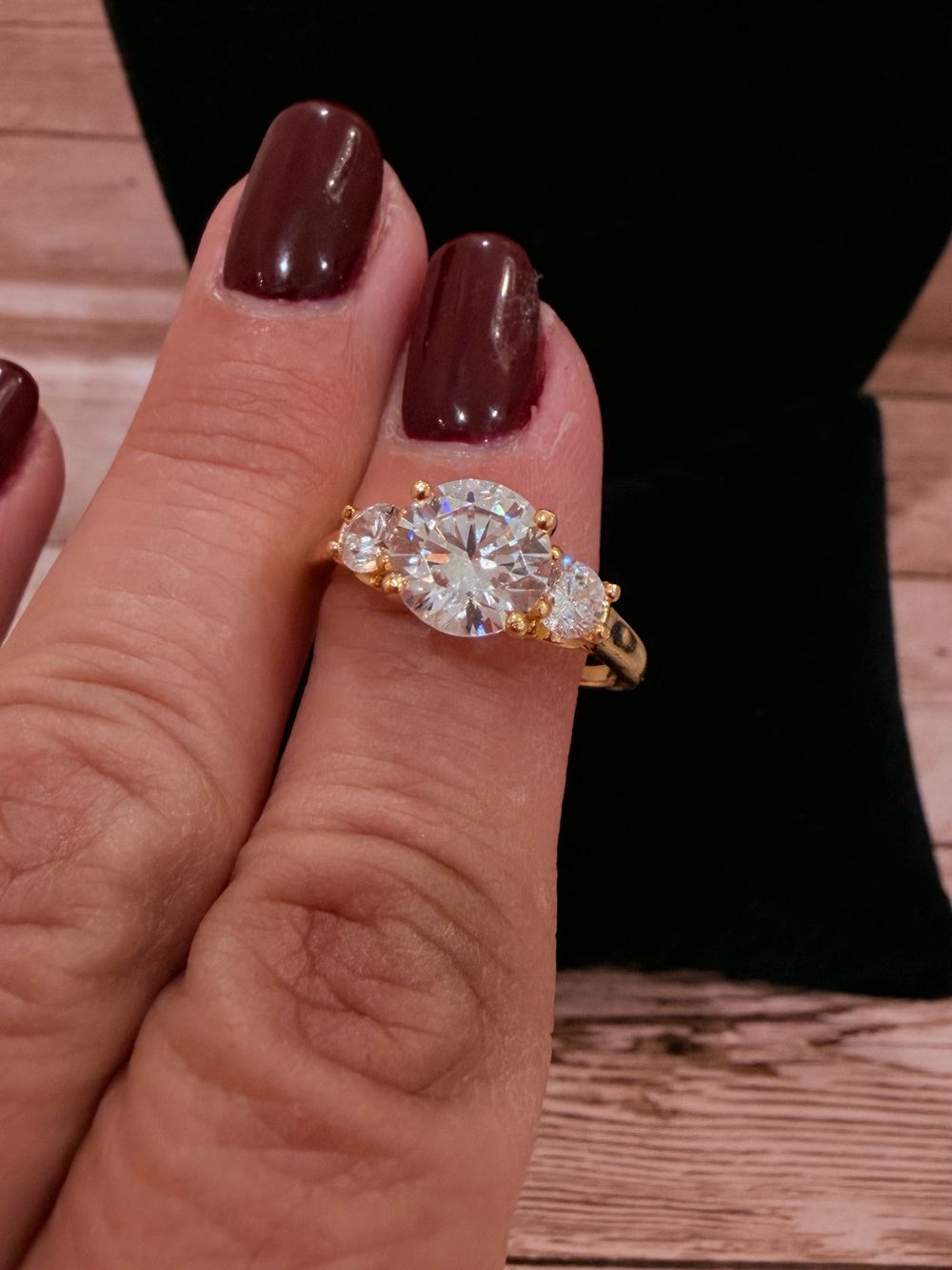 Giani Bernini Gold Three-Stone Clear Cubic Zirconia Ring NEW 8